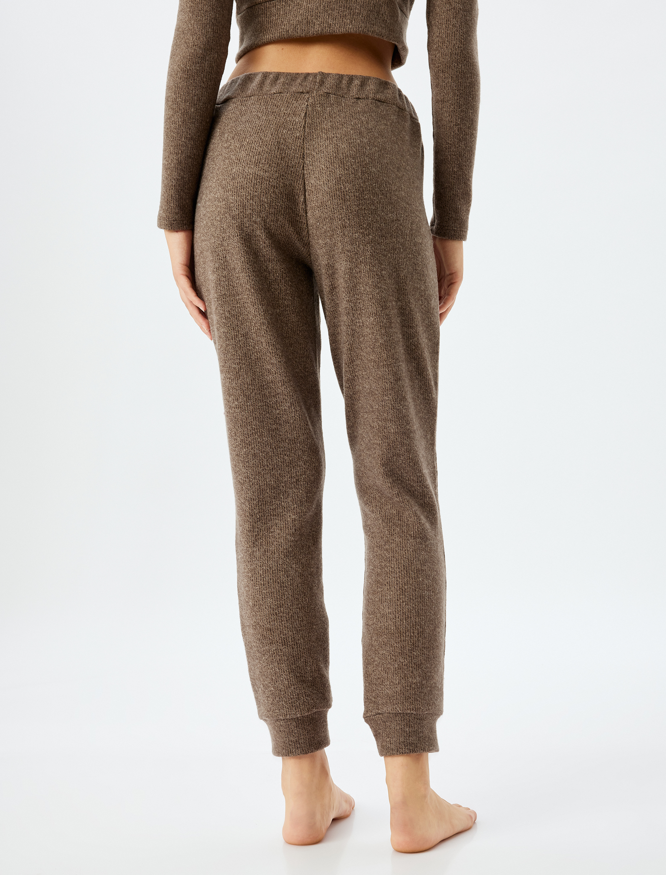   Beli Lastikli Bağlamalı Yumuşak Dokulu Jogger Örme Pijama Altı