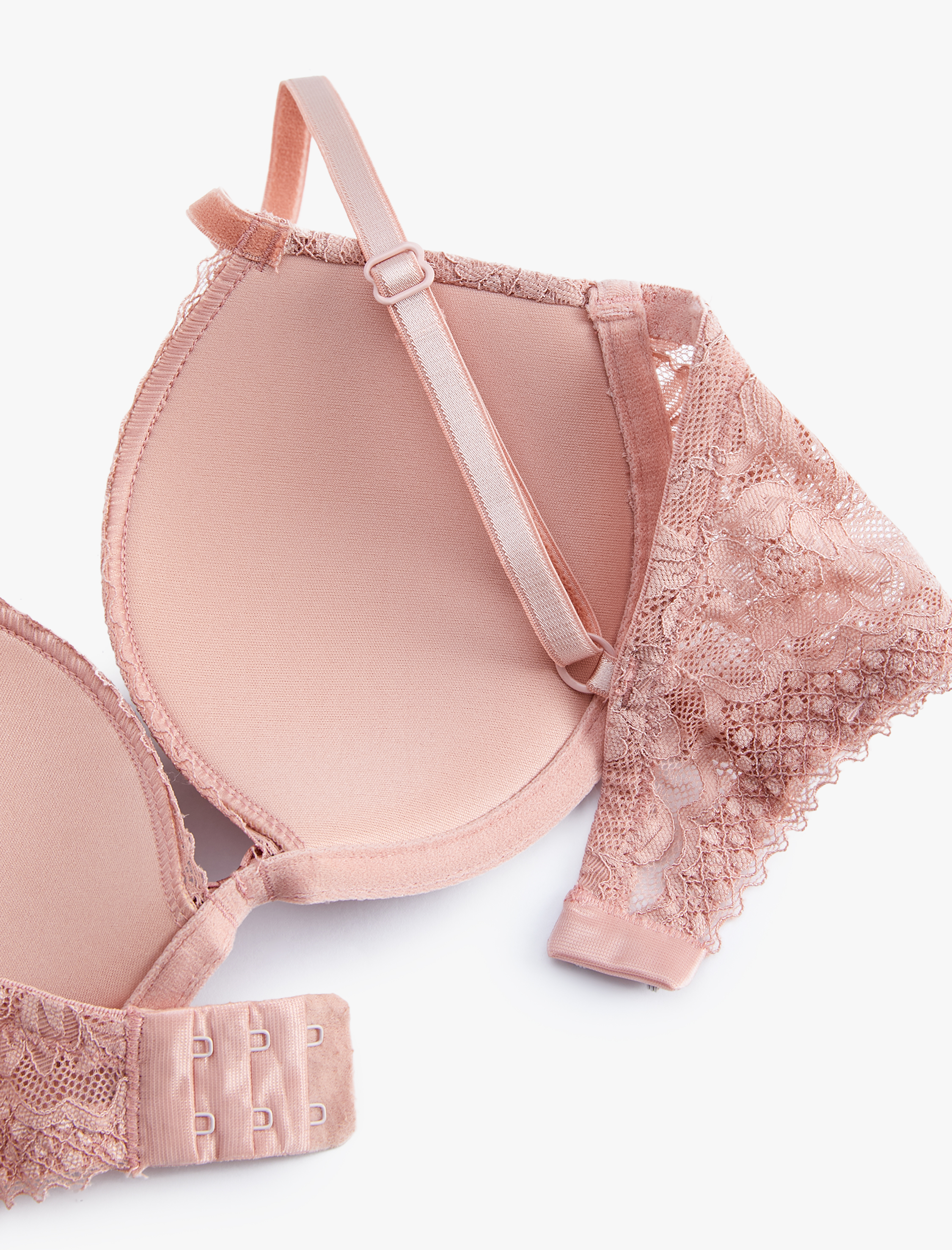 Dolgulu Balenli Dantelli Push Up Sütyen