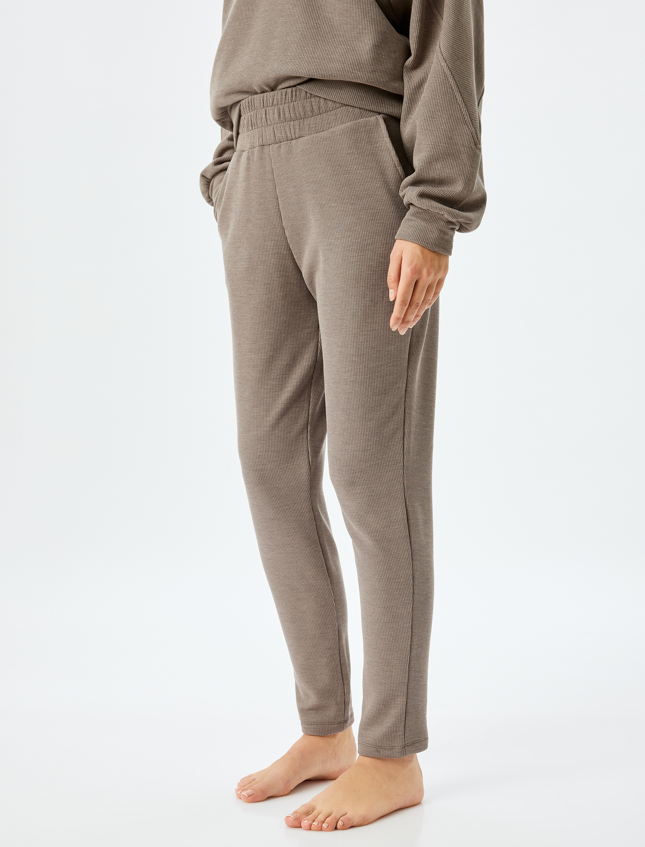 Cepli Slim Fit Fitilli Örme Pijama Altı