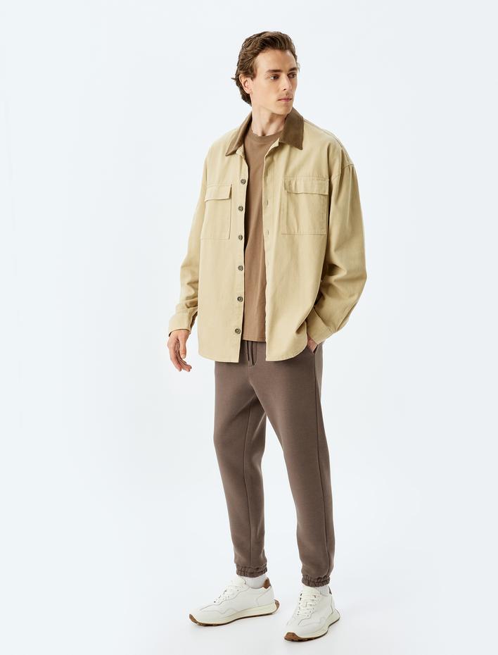  Beli Bağcıklı Cep Detaylı Şardonlu Jogger Eşofman Altı