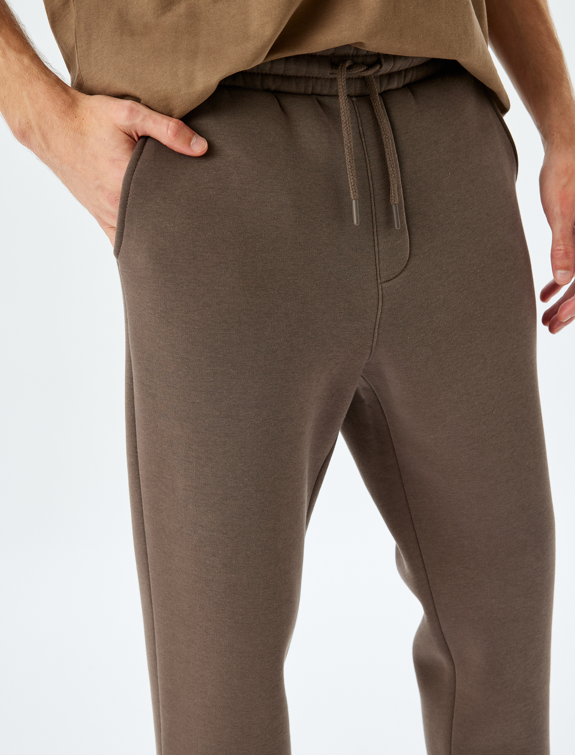   Beli Bağcıklı Cep Detaylı Şardonlu Jogger Kışlık Eşofman Altı