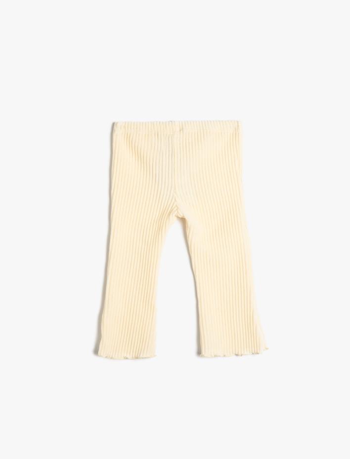 Kız Bebek İspanyol Paça Ribanalı Beli Lastikli Tayt