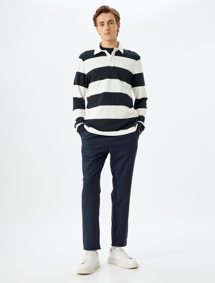  Beli Bağcıklı Pantolon Cep Detaylı Viskon Karışımlı