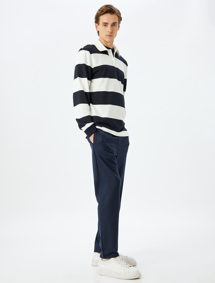  Beli Bağcıklı Pantolon Cep Detaylı Viskon Karışımlı