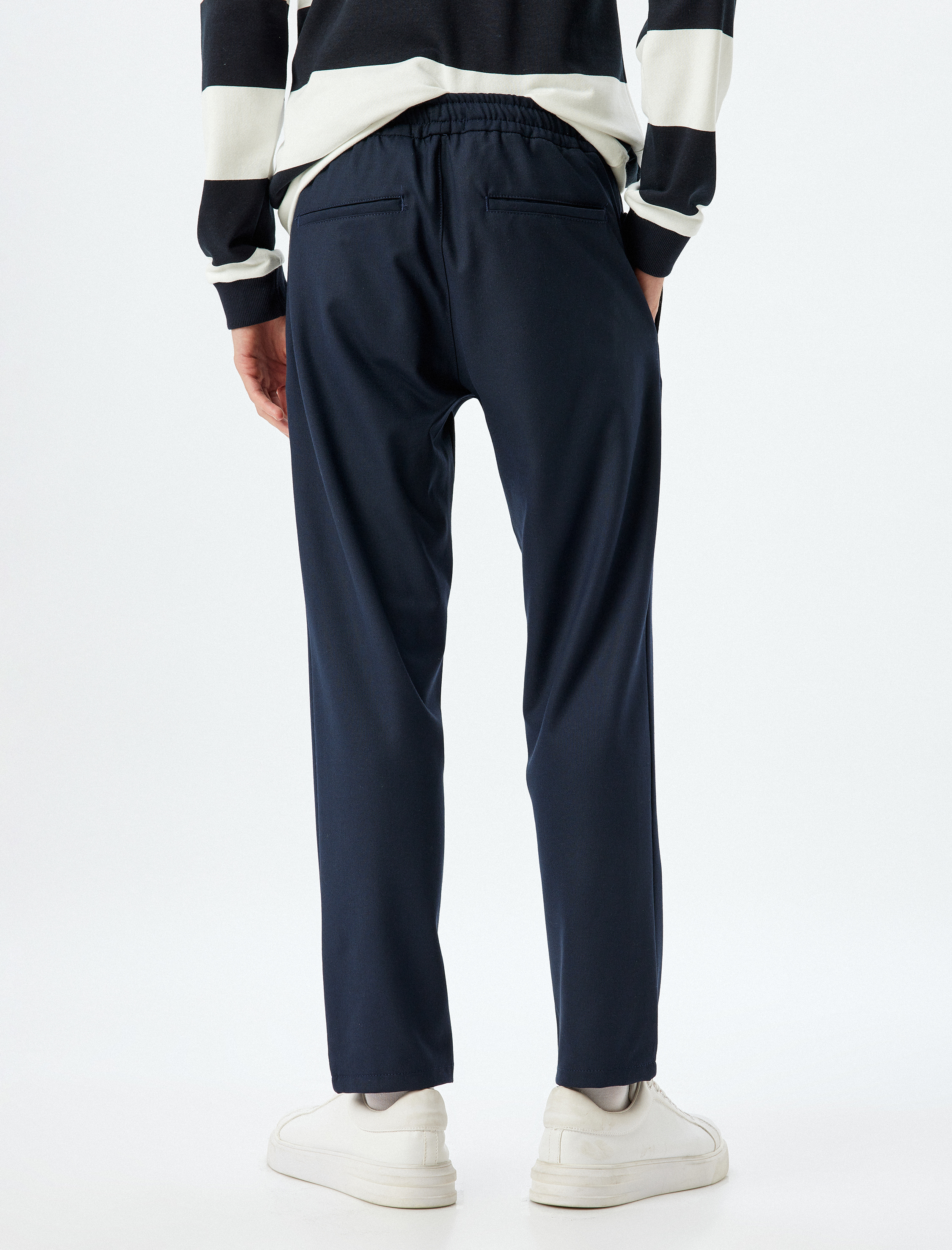   Beli Bağcıklı Pantolon Cep Detaylı Viskon Karışımlı