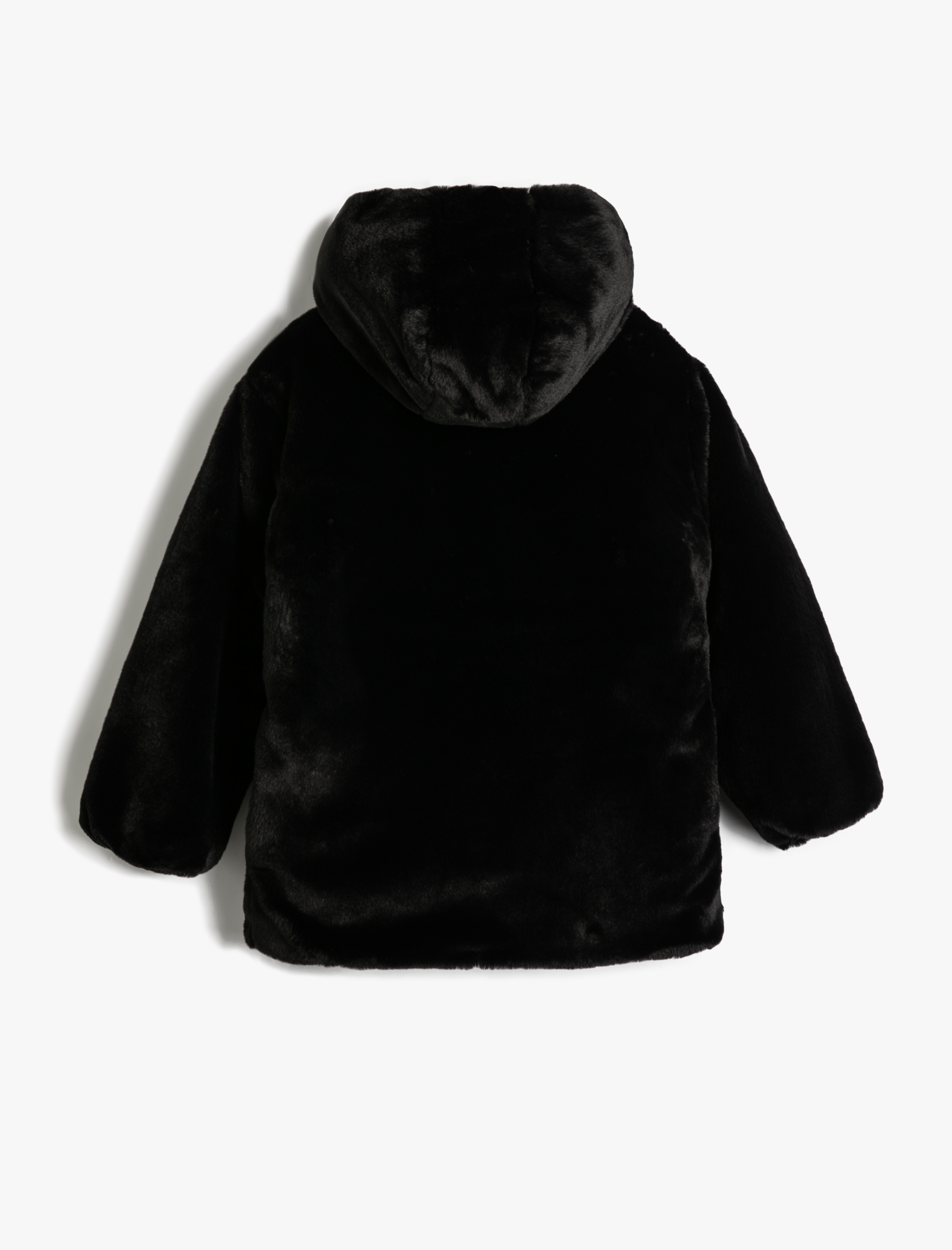  Kız Çocuk Peluş Mont Kürk Kapşonlu Fermuar Kapamalı