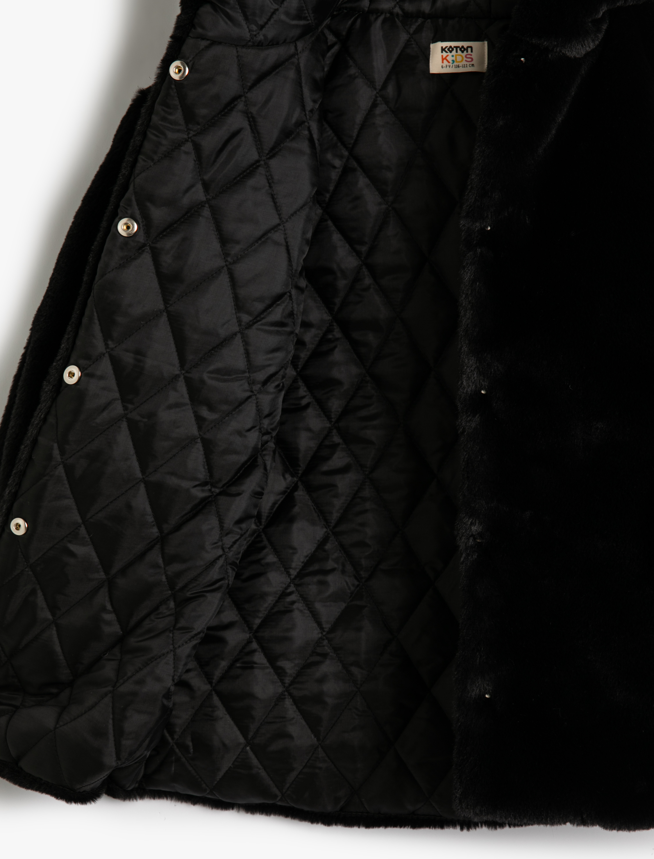  Kız Çocuk Peluş Mont Kürk Kapşonlu Fermuar Kapamalı