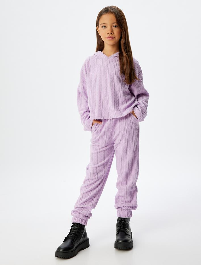 Kız Çocuk Polar Eşofman Altı Jogger Cepli Beli Lastikli