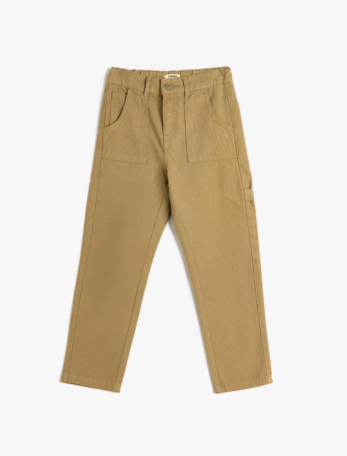 Erkek Çocuk Basic Pantolon Cep Detaylı Beli Lastikli Pamuklu