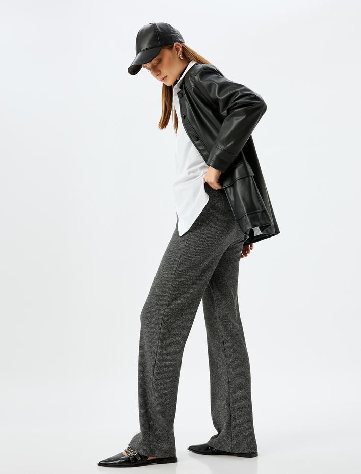  Beli Lastikli Bol Paça Fitilli Pantolon