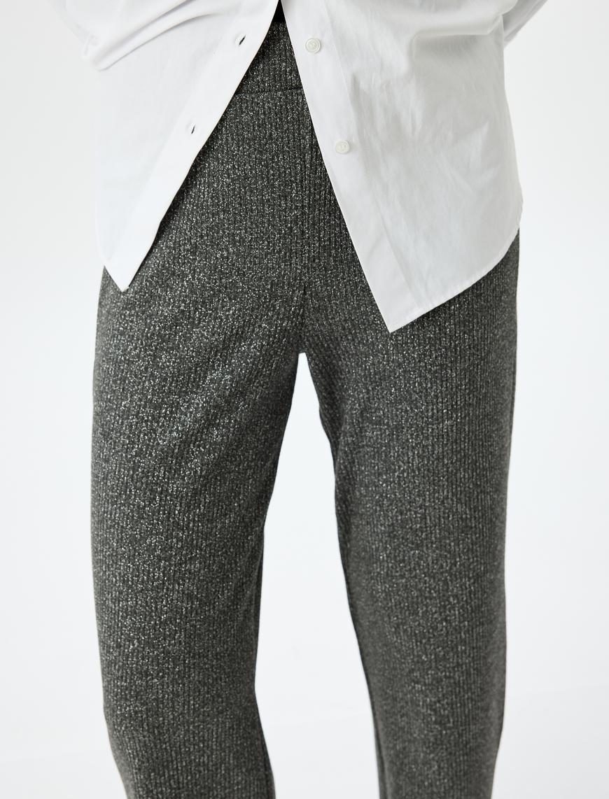   Beli Lastikli Bol Paça Fitilli Pantolon