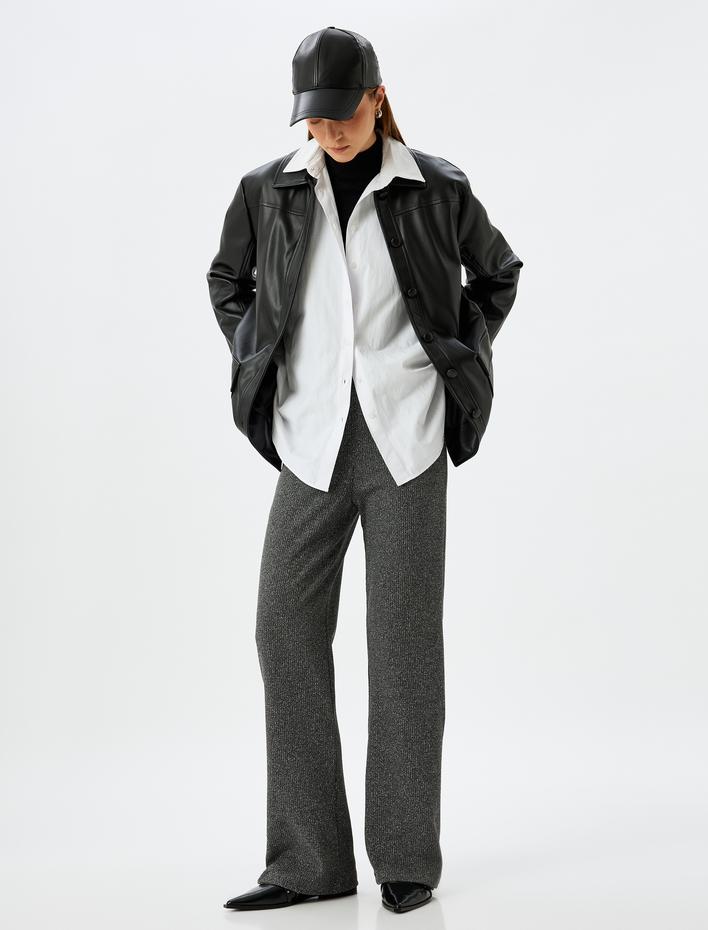  Beli Lastikli Bol Paça Fitilli Pantolon