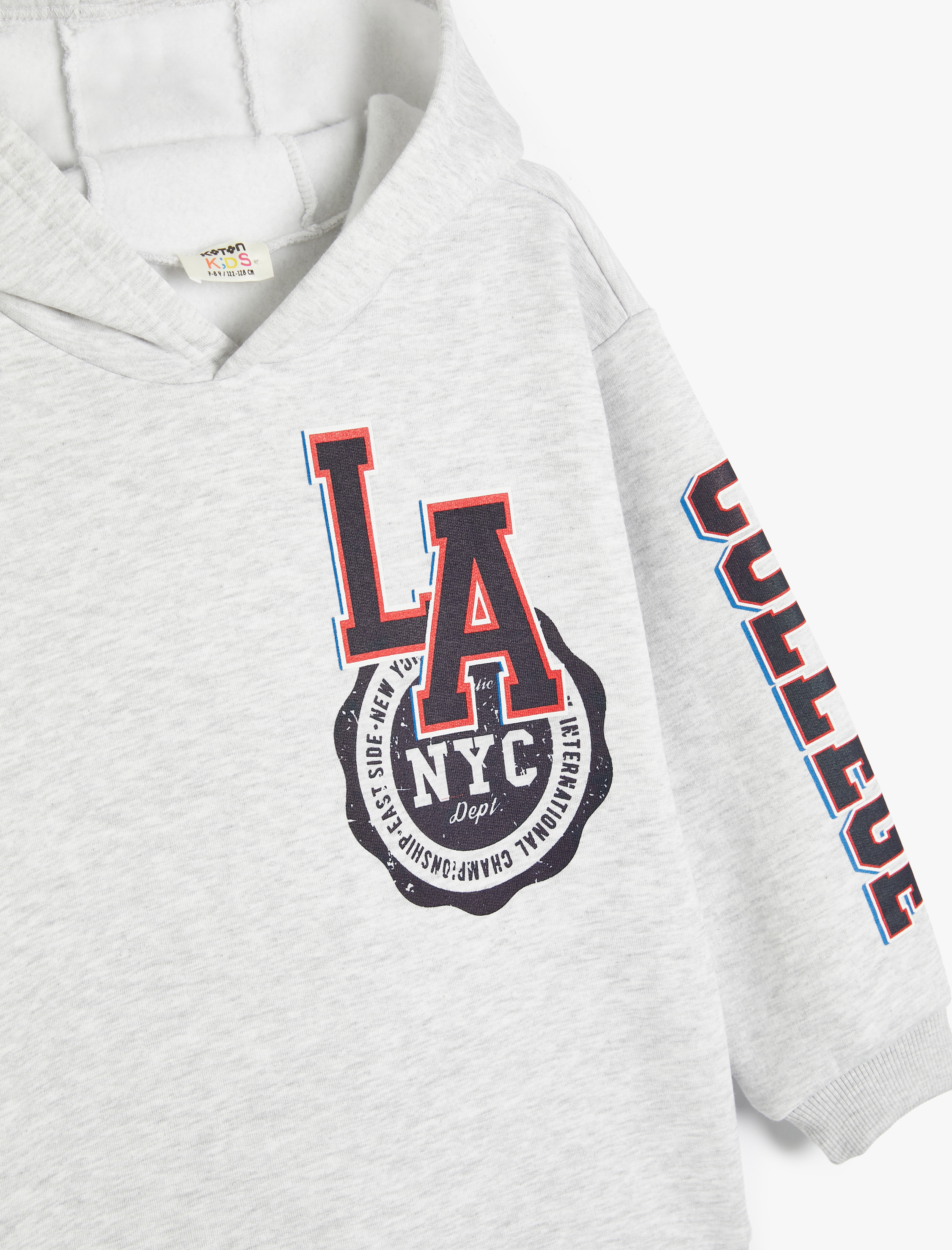  Erkek Çocuk Kapşonlu Sweatshirt Los Angeles Baskılı Uzun Kollu Şardonlu