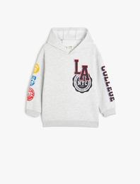 Kapşonlu Sweatshirt Los Angeles Baskılı Uzun Kollu