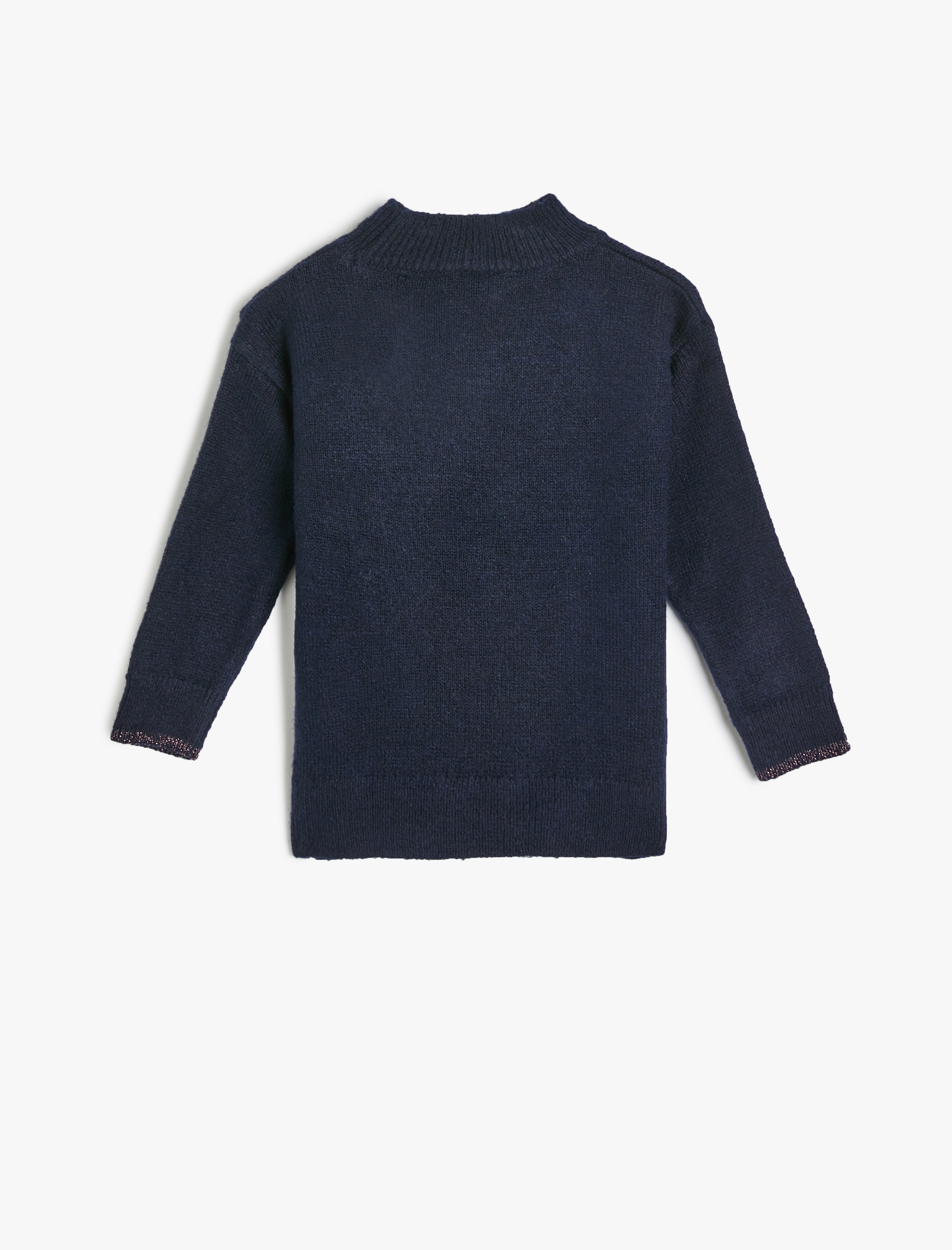 Kız Çocuk Dik Yaka Uzun Kollu Pullu Payetli Triko Kazak