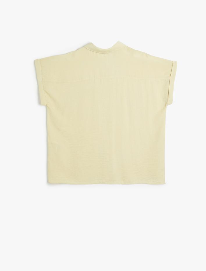  Bol Kalıp Cep Detaylı Aerobin Kumaş Kısa Kollu Polo Yaka Tişört