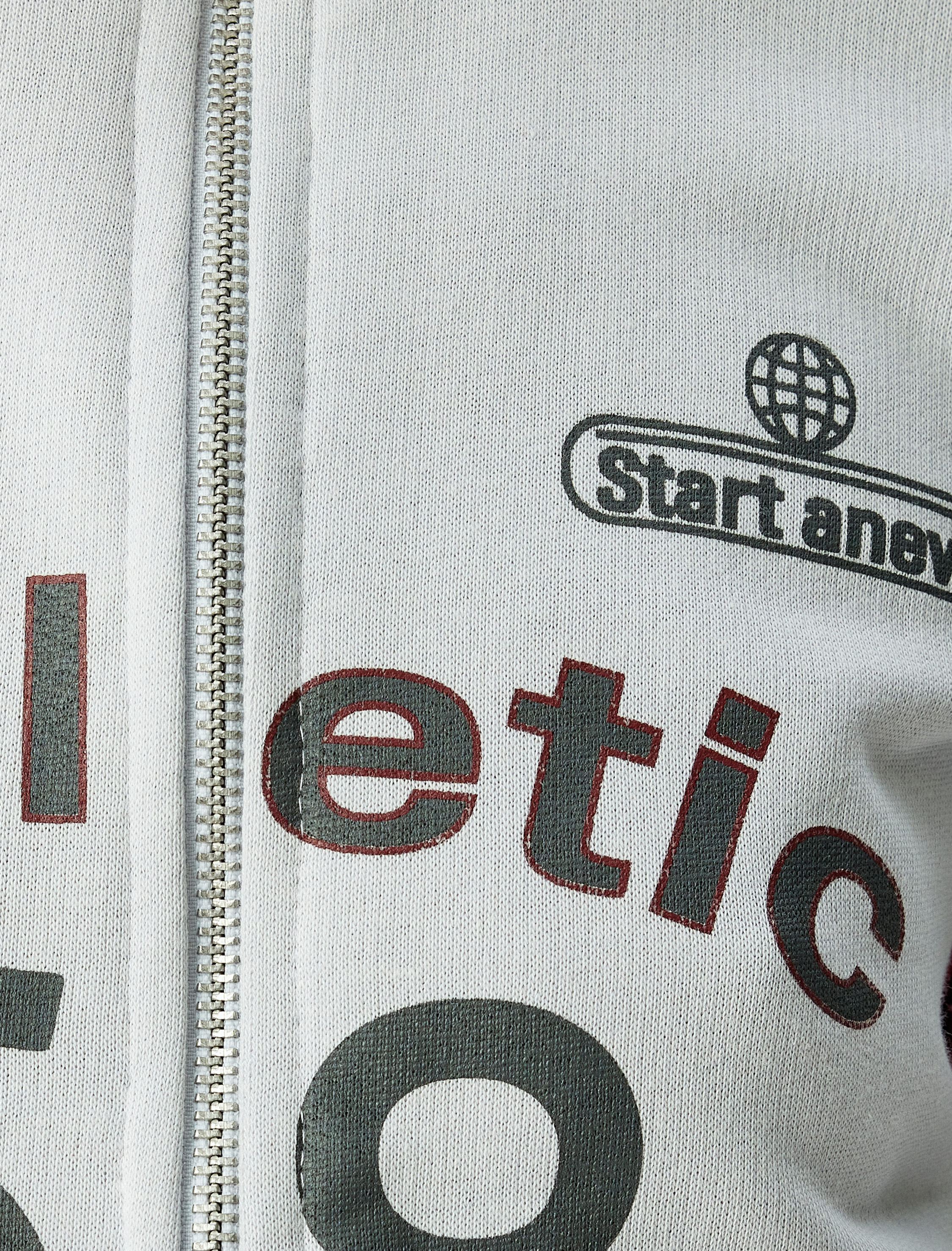   Crop Slim Fit Dik Yaka Kolej Baskılı Fermuarlı Sweatshirt