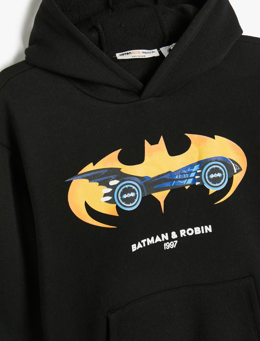  Erkek Çocuk Batman Kapşonlu Sweatshirt Lisanslı Uzun Kollu