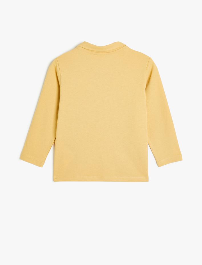 Erkek Çocuk Polo Tişört Uzun Kollu İşleme Detaylı Pamuklu