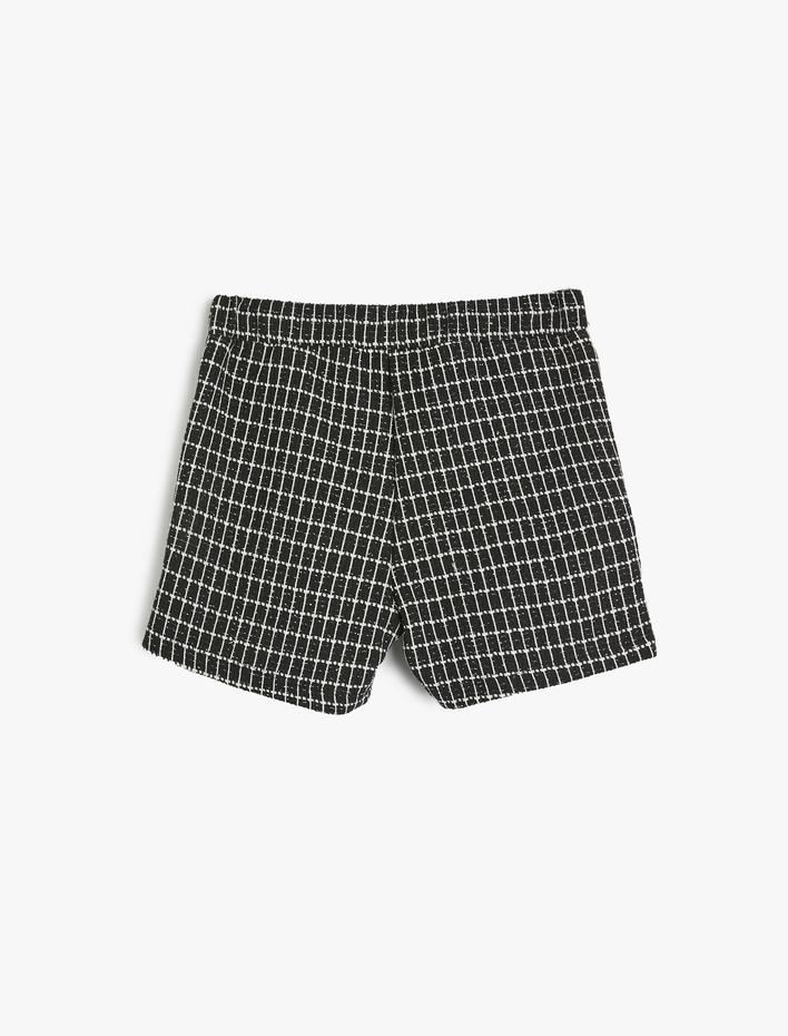 Kız Çocuk Düğme Detaylı Ekoseli Şort