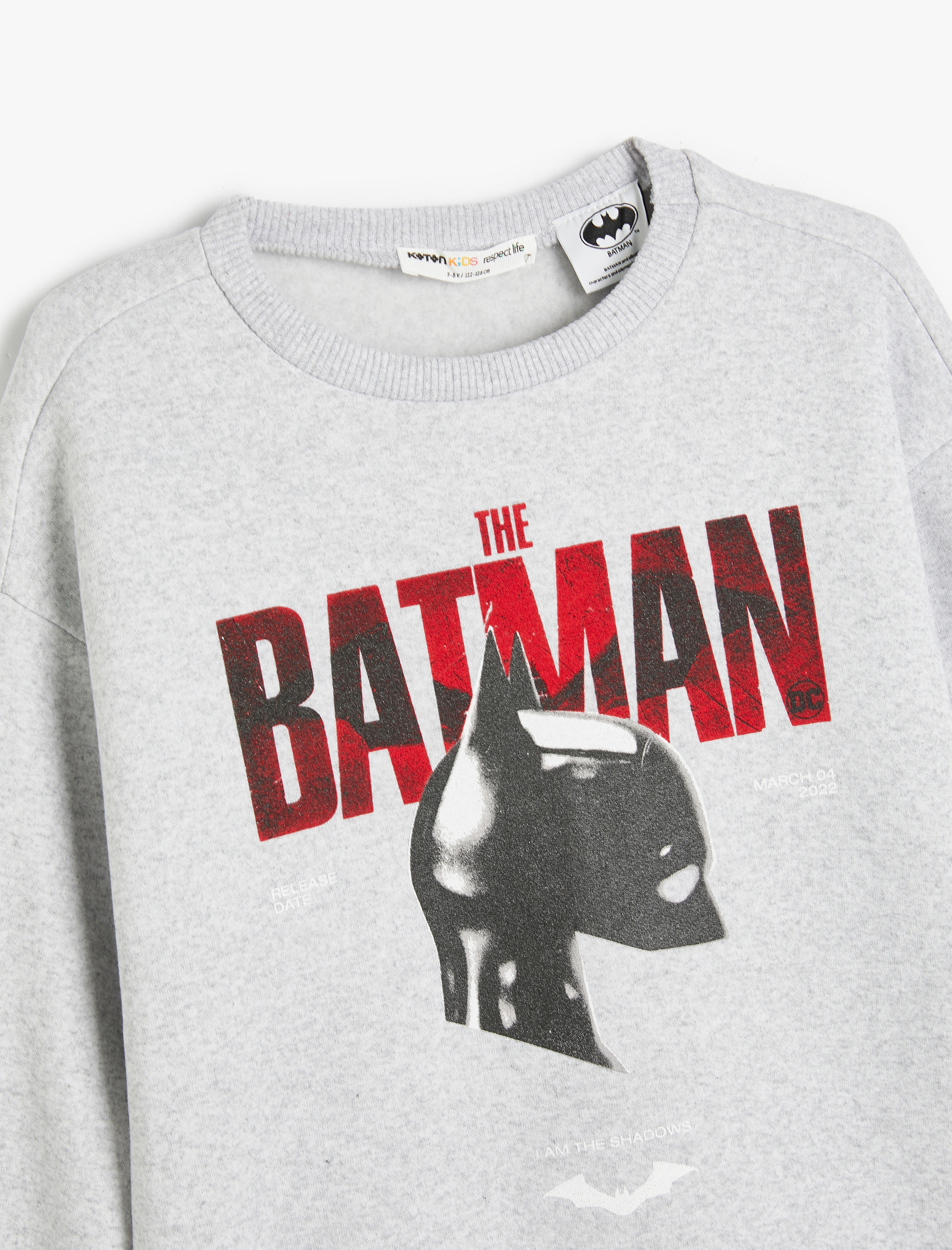  Erkek Çocuk Batman Sweatshirt Lisanslı Baskılı Uzun Kollu Şardonlu