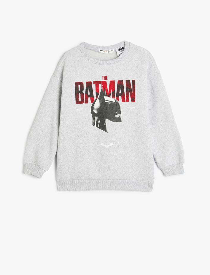 Erkek Çocuk Batman Sweatshirt Lisanslı Baskılı Uzun Kollu