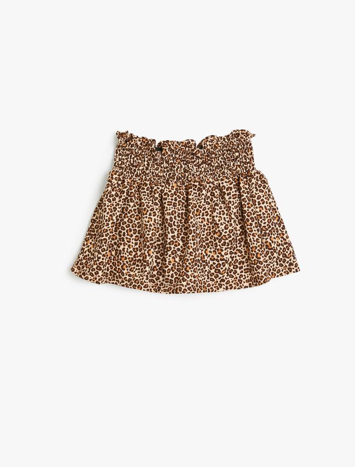 Kız Bebek Beli Lastikli Leopar Desenli Etek