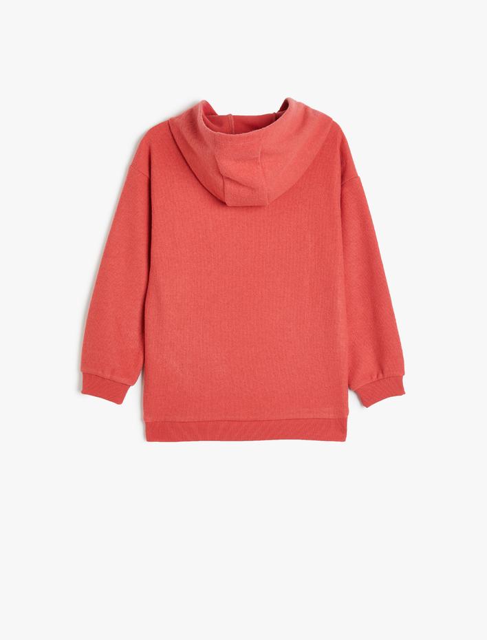 Erkek Çocuk Uzun Kollu Aplike Detaylı Oversize Kapşonlu Sweatshirt