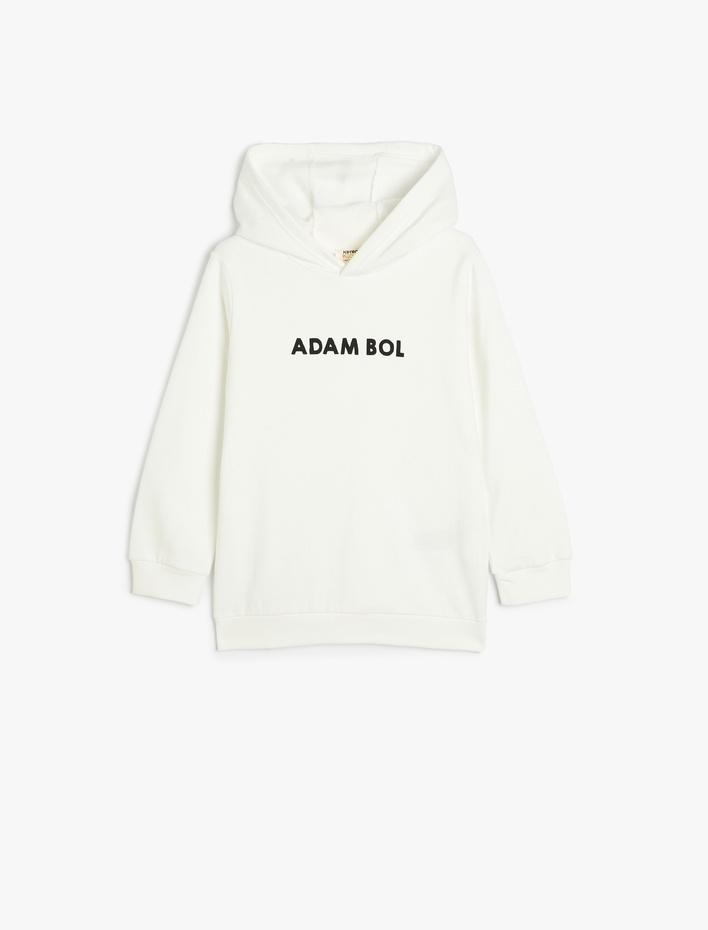 Erkek Çocuk Baskılı Uzun Kollu Şardonlu Kapşonlu Sweatshirt