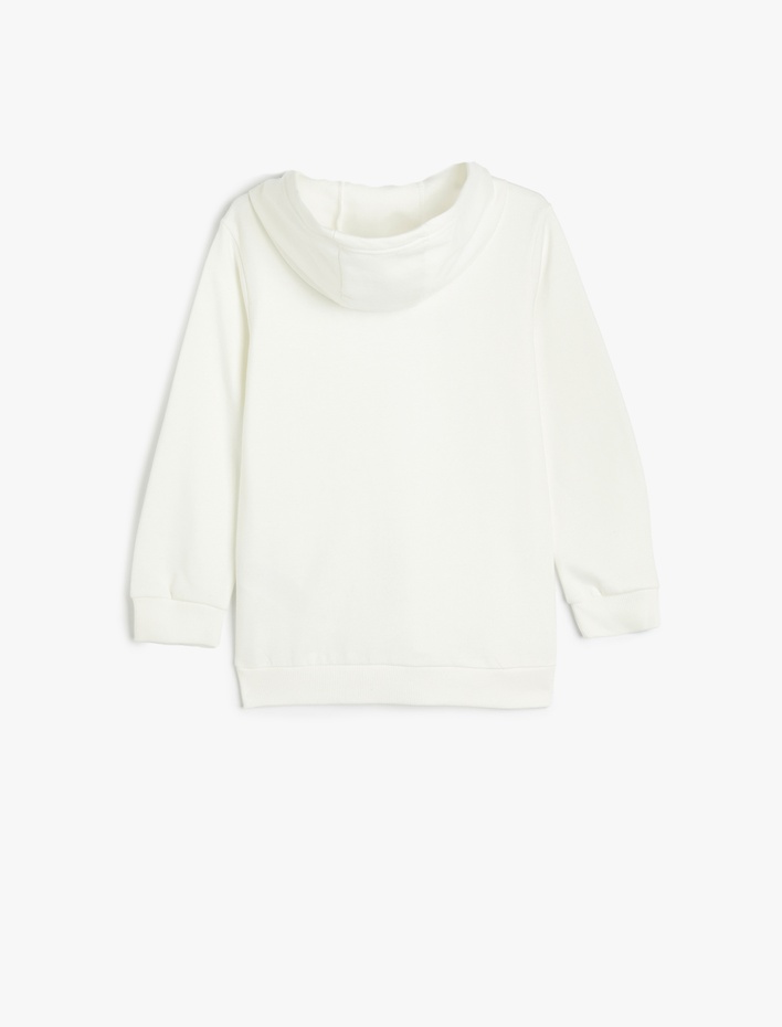 Erkek Çocuk Baskılı Uzun Kollu Şardonlu Kapşonlu Sweatshirt