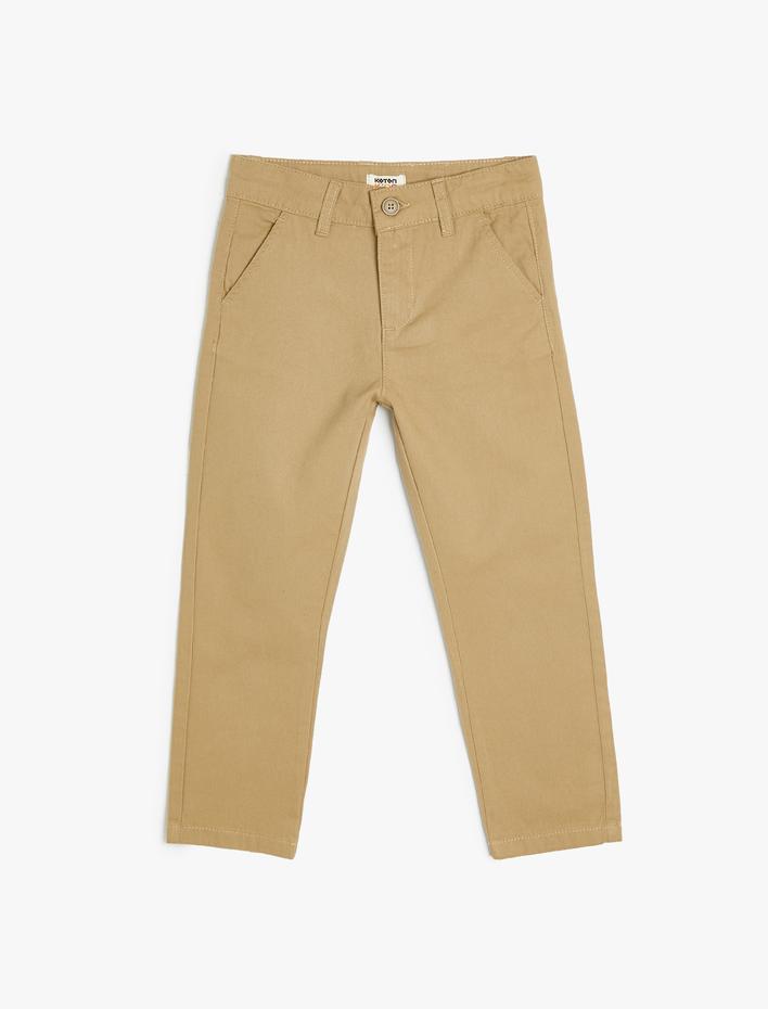 Erkek Çocuk Chino Pantolon Cep Detaylı Pamuklu