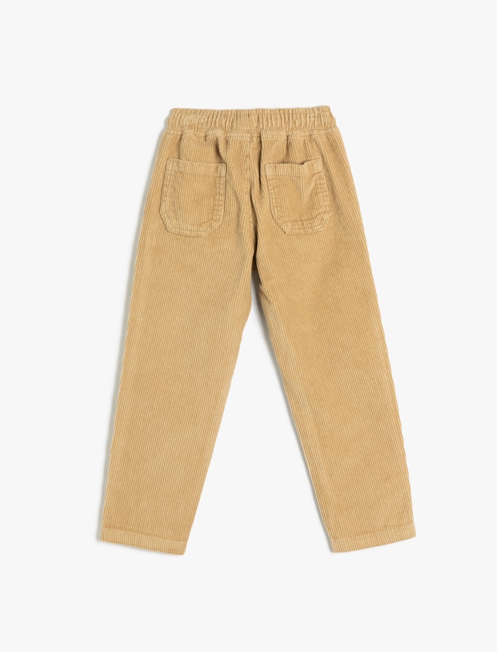 Erkek Çocuk Beli Bağlamalı Cep Detaylı Pamuklu Kadife Pantolon