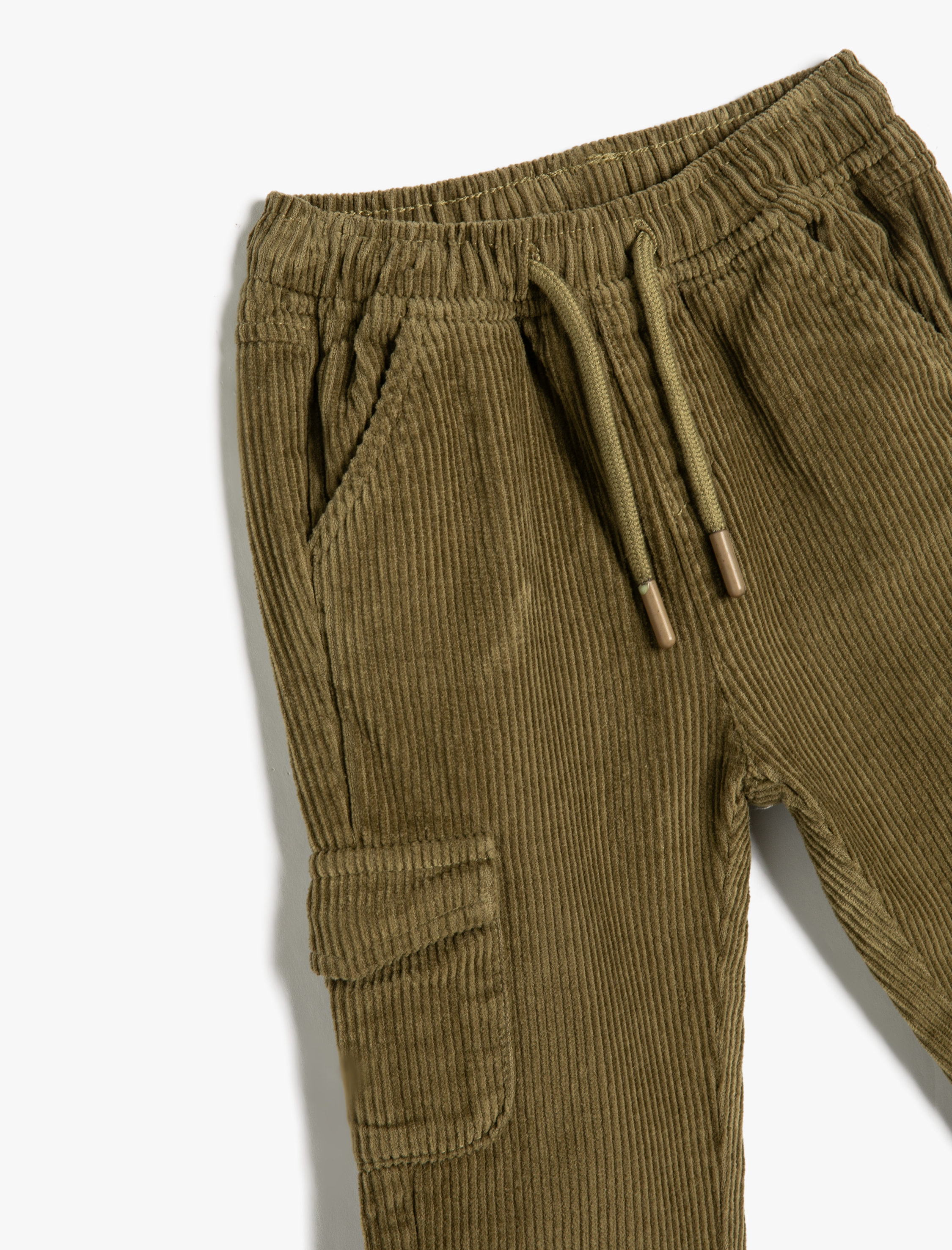  Erkek Bebek Kargo Pantolon Fitilli Kadife Beli Bağlamalı Cepli Pamuklu