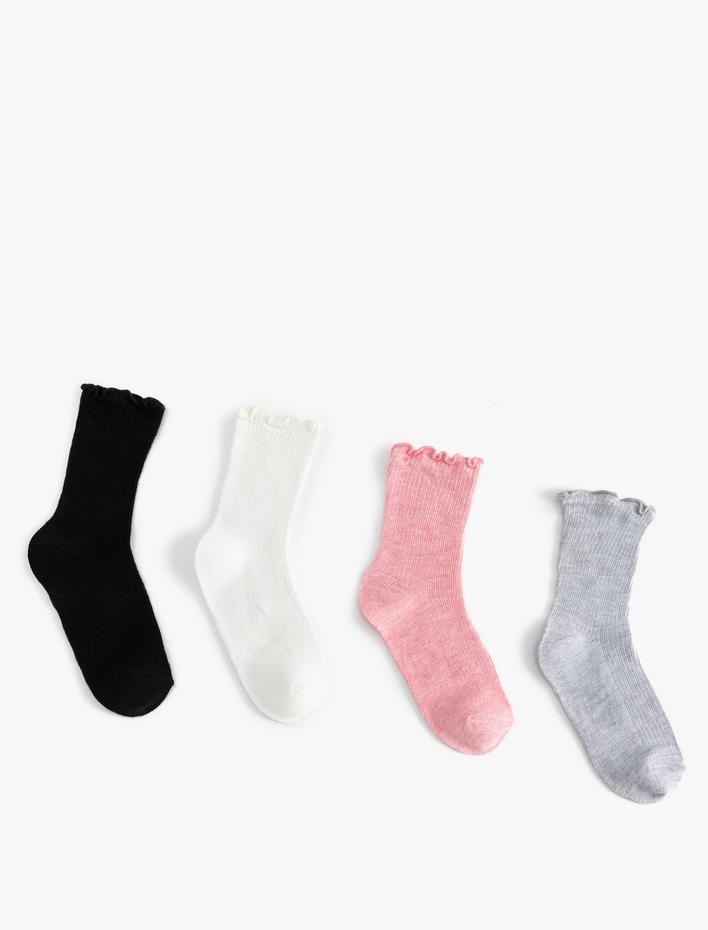 Kız Çocuk 4'lü Soket Çorap Seti Basic Pamuk Karışımlı