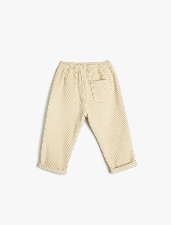 Erkek Bebek Beli Bağlamalı Pamuklu Fitilli Pantolon