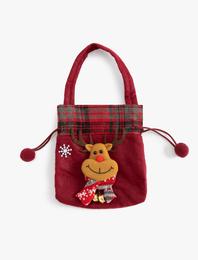 Yılbaşı Kesesi Saplı Büzgülü Geyik Şekilli