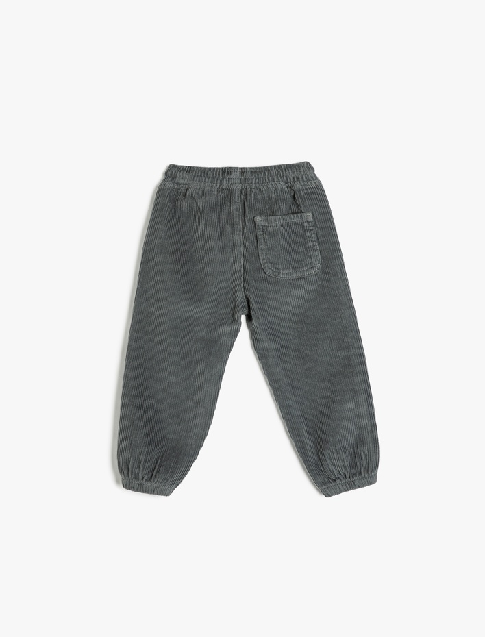 Erkek Bebek Beli Bağlamalı Pamuklu Fitilli Pantolon