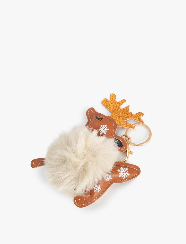 Kadın Peluş Anahtarlık Geyik Şekilli Yılbaşı Temalı
