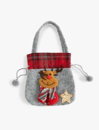 Yılbaşı Kesesi Saplı Büzgülü Geyik Şekilli