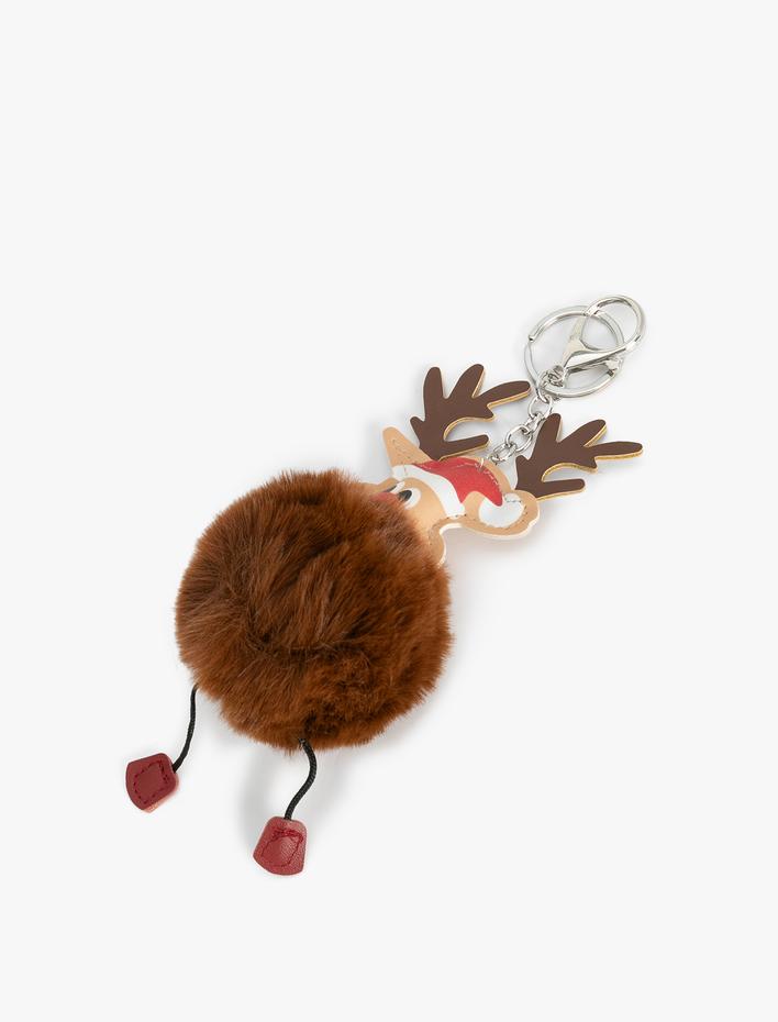 Kadın Peluş Anahtarlık Geyik Şekilli Yılbaşı Temalı