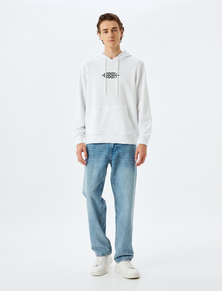  Kapşonlu Pamuklu Baskılı Sweatshirt