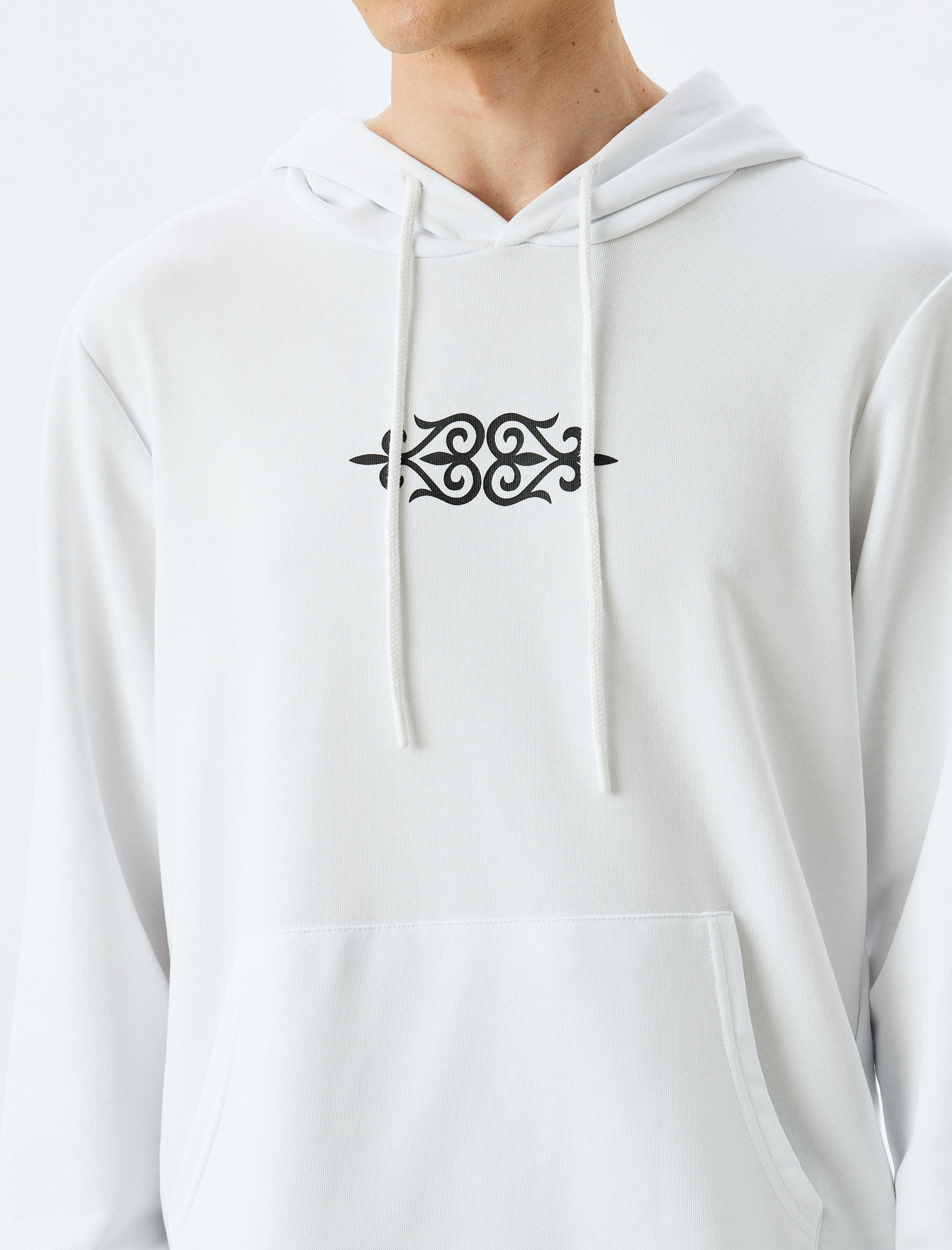   Kapşonlu Pamuklu Baskılı Sweatshirt