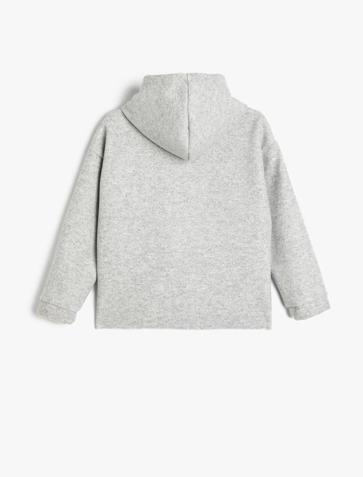 Kız Çocuk Kapşonlu Sweatshirt Fermuarlı Cep Detaylı