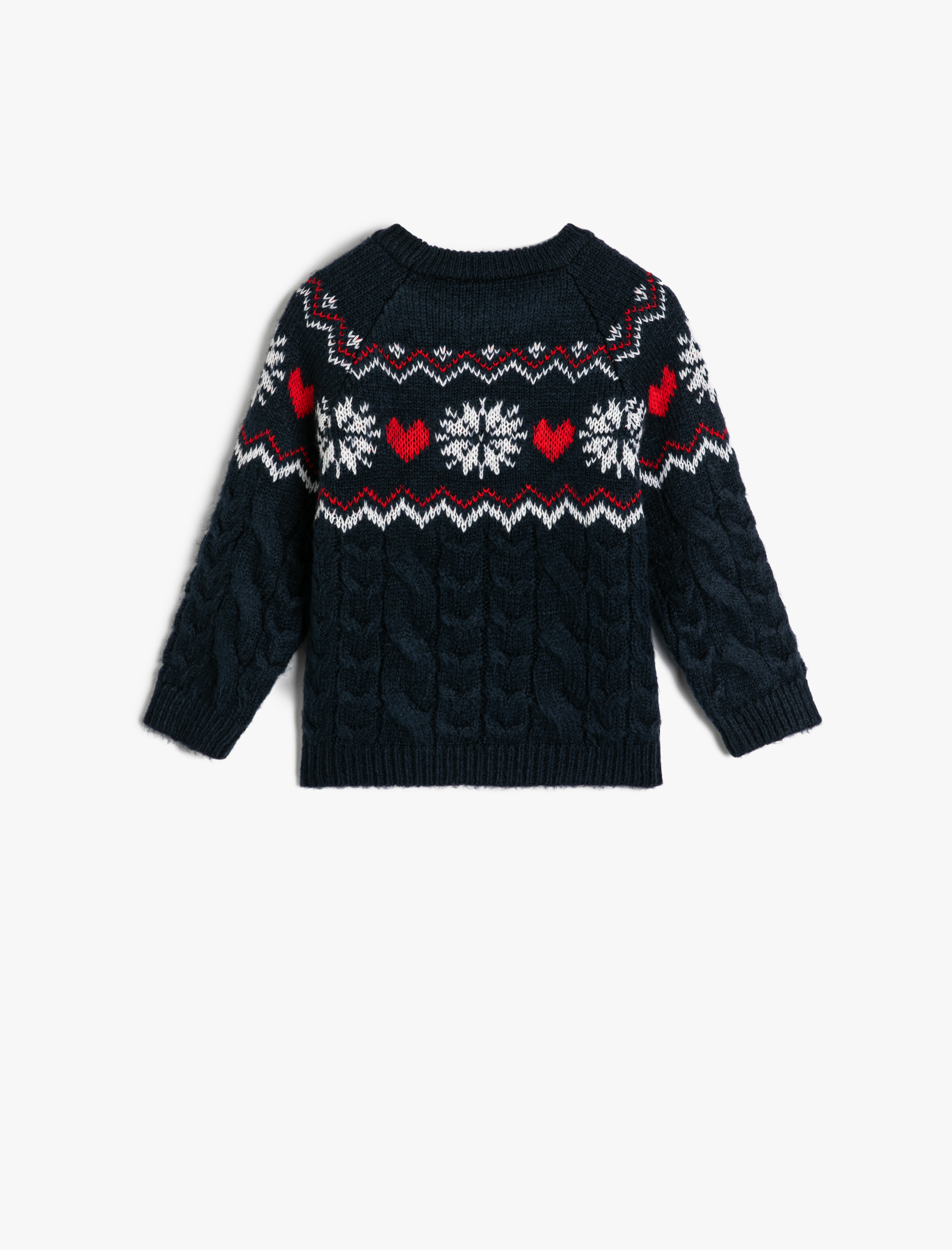  Kız Bebek Yuvarlak Yaka Uzun Kollu Desenli Triko Kazak