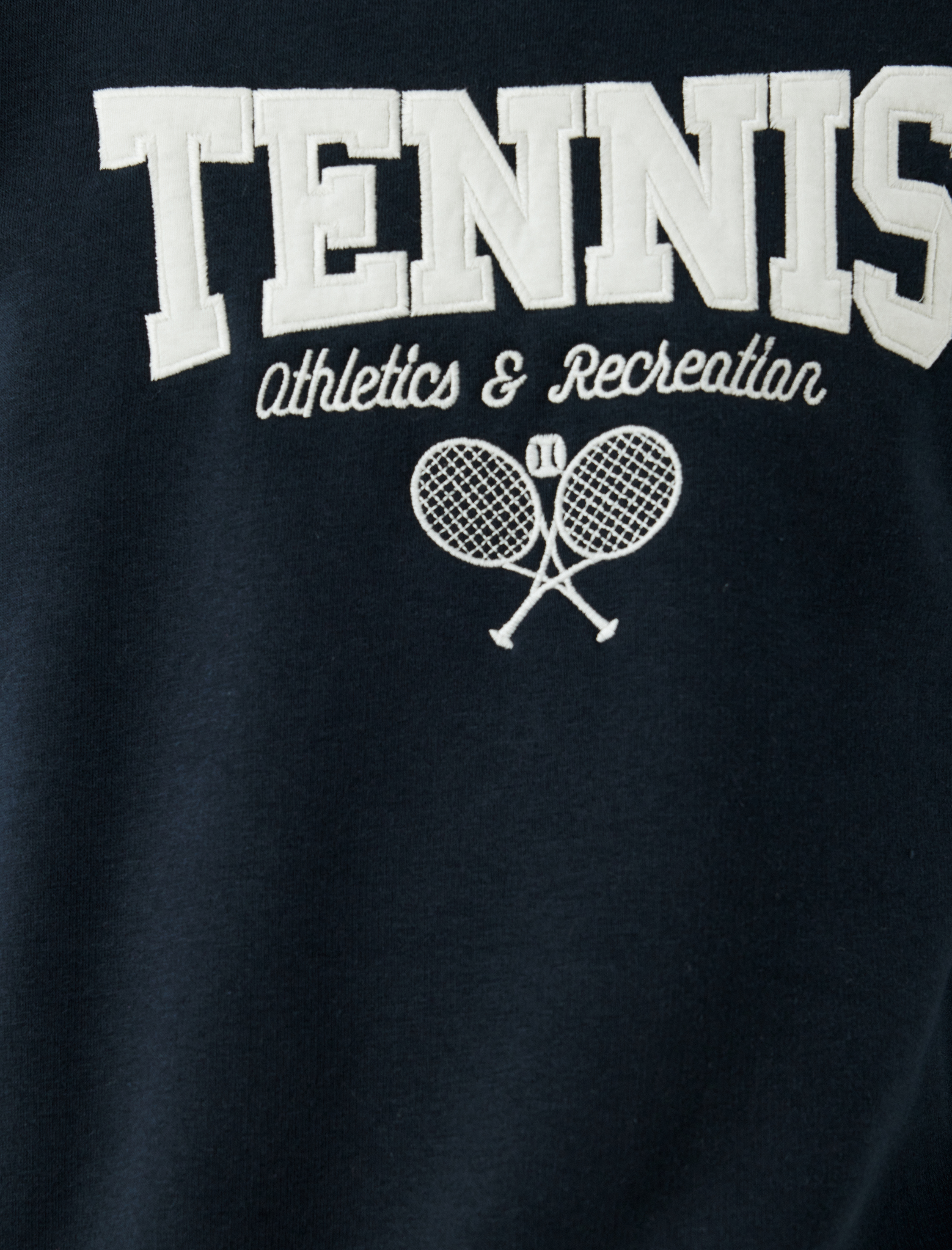   Bisiklet Yaka Şardonlu Pamuk Karışımlı Slogan İşlemeli Sweatshirt