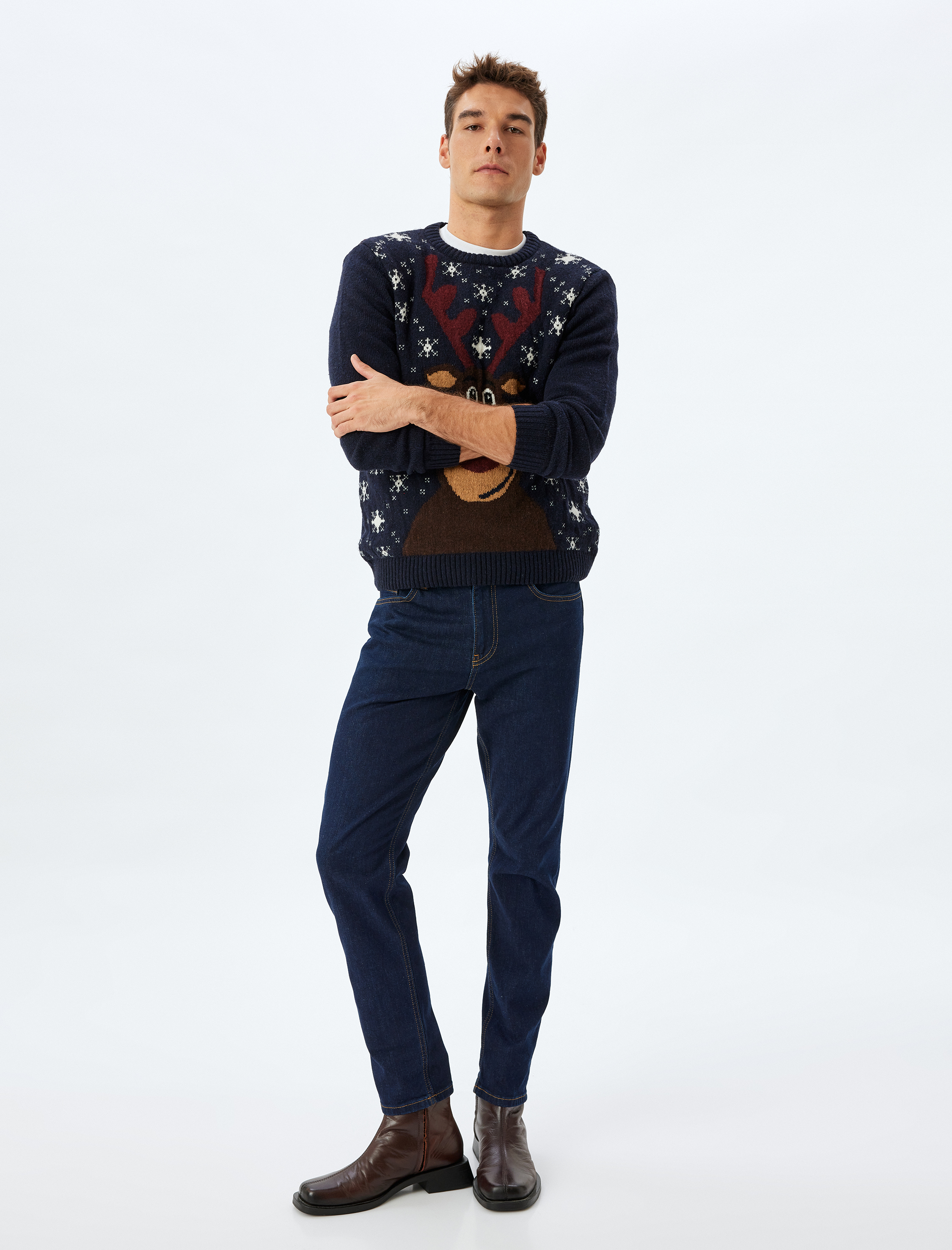 Bisiklet Yaka Triko Yılbaşı Kazağı