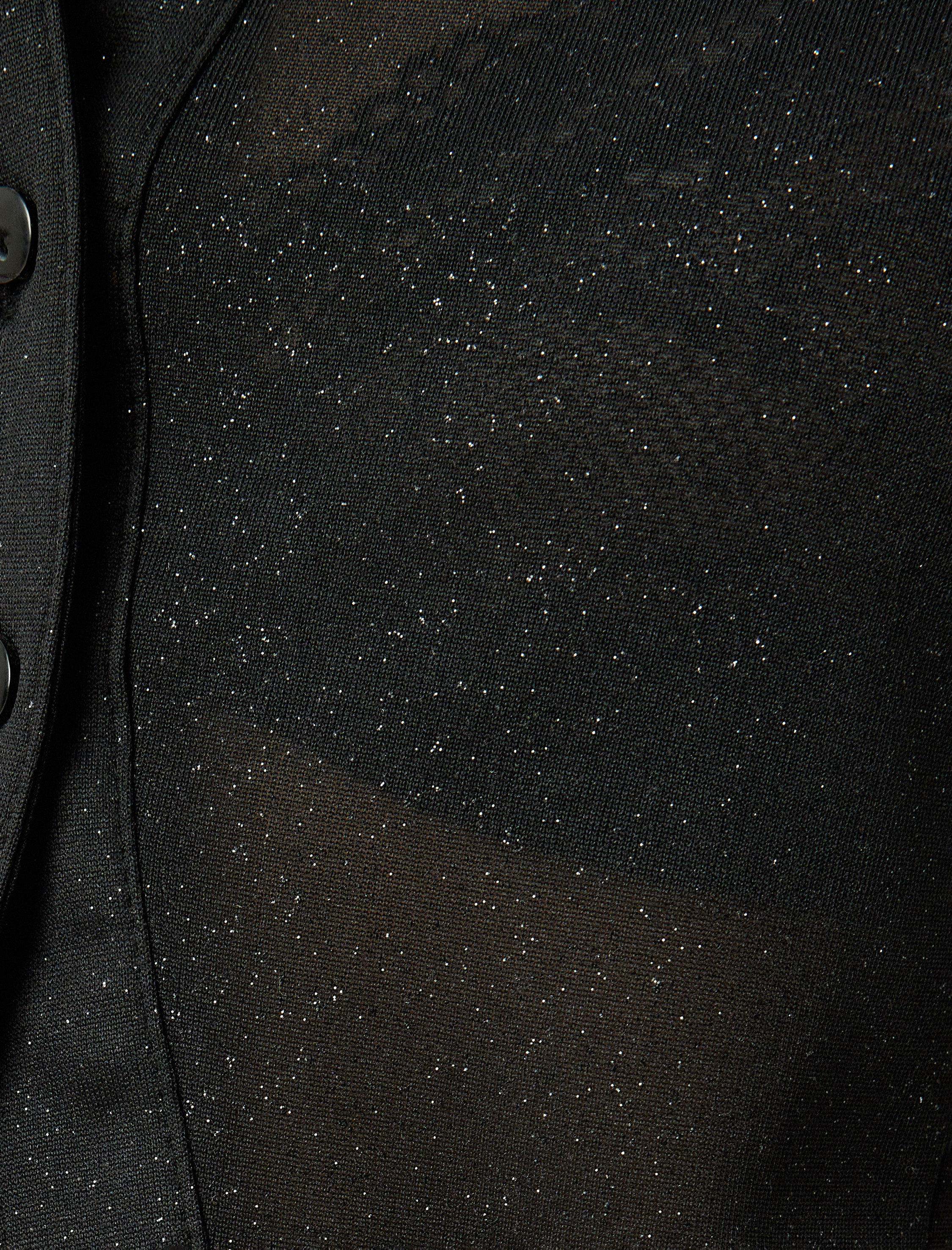   Gömlek Yaka Tül Bluz Simli Düğmeli Uzun Kollu Slim Fit