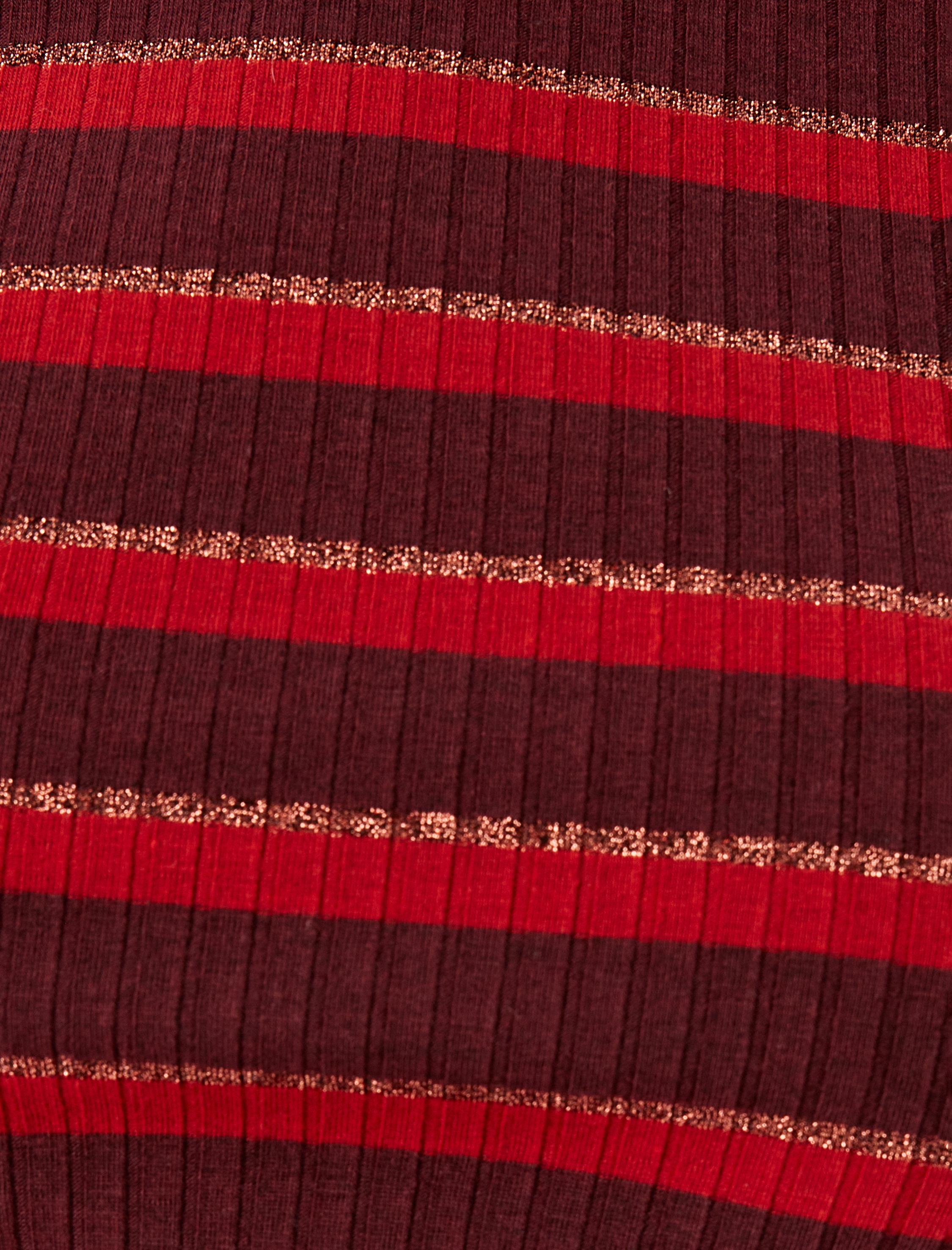   Uzun Kollu Slim Fit Balıkçı Yaka Fitilli Çizgili Tişört