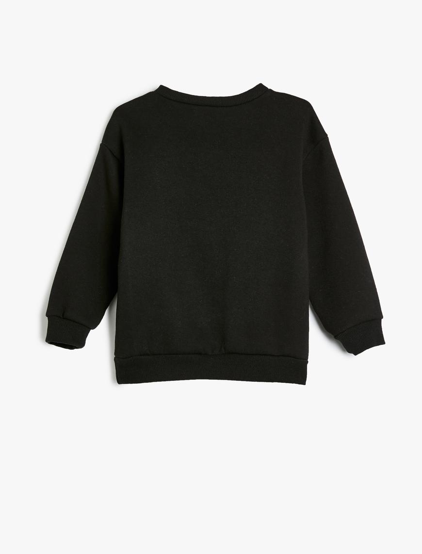  Erkek Çocuk Oversize Basic Sweatshirt Uzun Kollu Bisiklet Yaka Şardonlu