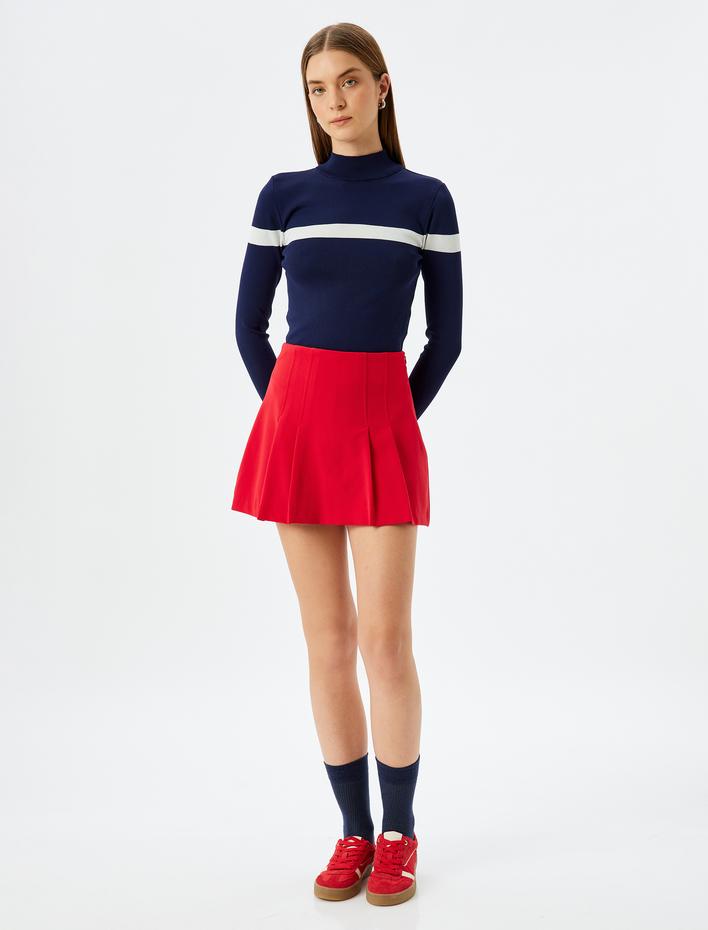  Uzun Kollu Balıkçı Yaka Triko Kazak